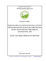 (Luận văn thạc sĩ) Đánh giá công tác đăng ký đất đai, cấp giấy chứng nhận quyền sử dụng đất trên địa bàn huyện Thanh Chương tỉnh Nghệ An giai đoạn 2016- 2019