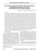 Xác định quy mô phát triển cá tra bền vững cho vùng đồng bằng sông Cửu Long dựa trên sức chịu tải môi trường