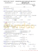 Đề kiểm tra chất lượng giữa học kì 2 môn Toán lớp 11 năm học 2019-2020 – Trường THPT Lý Thái Tổ (Mã đề 132)