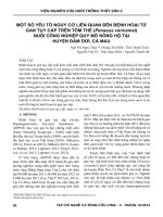 Một số yếu tố nguy cơ liên quan đến bệnh hoại tử gan tụy cấp trên tôm thẻ (Penaeus vannamei) nuôi công nghiệp quy mô nông hộ tại huyện Đầm Dơi, Cà Mau