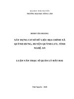 Xây dựng cơ sở dữ liệu địa chính xã quỳnh hưng, huyện quỳnh lưu, tỉnh nghệ an 