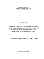 Đánh giá công tác cấp giấy chứng nhận quyền sử dụng đất tại văn phòng đăng ký quyền sử dụng đất huyện diễn châu, tỉnh nghệ an giai đoạn 2017 2019 