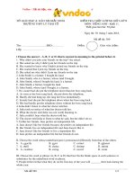 Đề kiểm tra chất lượng giữa kì 1 môn Tiếng Anh lớp 11 năm học 2018-2019 – Trường THPT Lý Thái Tổ (Mã đề 589)