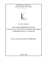 Luận văn Thạc sĩ Quản lý bệnh viện: Thực trạng nhiễm khuẩn vết mổ và quản lý các yếu tố nguy cơ trong phẫu thuật tại Bệnh viện Quân y 110 năm 2019