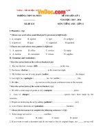 Đề thi giữa kì 2 môn Tiếng Anh lớp 11 năm học 2015-2016 – Trường THPT Đa Thức (Mã đề 1121)