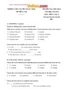 Đề kiểm tra giữa học kì 2 môn Tiếng Anh lớp 11 năm học 2015-2016 – Trường THPT Nguyễn Trung Trực (Mã đề 01)