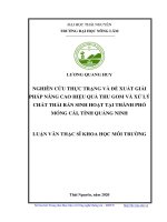Nghiên cứu thực trạng và đề xuất giải pháp nâng cao hiệu quả thu gom và xử lý chất thải rắn sinh hoạt tại thành phố móng cái, tỉnh quảng ninh
