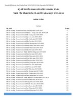 BỘ đề TUYỂN SINH vào lớp 10 môn TOÁN năm 2019  2020 