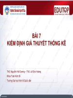 Bài giảng Lý thuyết xác suất và thống kê toán: Bài 7 - ThS. Nguyễn Hải Dương