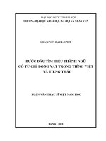 (Luận văn thạc sĩ) bước đầu tìm hiểu thành ngữ có từ chỉ động vật trong tiếng việt và tiếng thái   