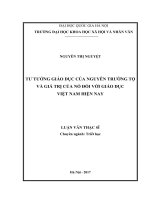(Luận văn thạc sĩ) tư tưởng giáo dục của nguyễn trường tộ và giá trị của nó đối với giáo dục việt nam hiện nay  