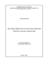 (Luận văn thạc sĩ) thực hiện chính sách xây dựng nông thôn mới ở huyện vũ quang, tỉnh hà tĩnh 