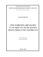 (Luận văn thạc sĩ) công nghiệp hóa, hiện đại hóa và tác động của nó tới đạo đức truyền thống ở việt nam hiện nay 