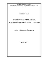 (Luận văn thạc sĩ) nghiên cứu phát triển du lịch tâm linh ở tỉnh tây ninh luận văn ths  quản trị dịch vụ du lịch và lữ hành 60340103 