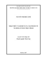 (Luận văn thạc sĩ) nhận thức và hành vi của người dân về vệ sinh an toàn thực phẩm   