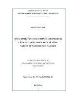 (Luận văn thạc sĩ) đảng bộ huyện thạch thành (thanh hóa) lãnh đạo phát triển kinh tế nông nghiệp từ năm 2000 đến năm 2012 