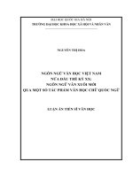 (Luận án tiến sĩ) ngôn ngữ văn học việt nam nửa đầu thế kỷ XX ngôn ngữ văn xuôi mới qua một số tác phẩm văn học chữ quốc ngữ 