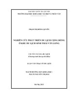 (Luận văn thạc sĩ) nghiên cứu phát triển du lịch cộng đồng ở khu du lịch sinh thái vân long    
