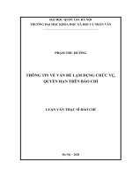 (Luận văn thạc sĩ) thông tin về vấn đề lạm dụng chức vụ, quyền hạn trên báo chí 
