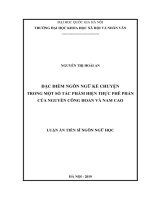 (Luận án tiến sĩ) đặc điểm ngôn ngữ kể chuyện trong một số tác phẩm hiện thực phê phán của nguyễn công hoan và nam cao 