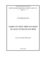 (Luận văn thạc sĩ) nghiên cứu phát triển sản phẩm du lich văn hóa quảng bình 