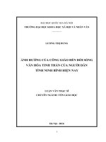 (Luận văn thạc sĩ) ảnh hưởng của công giáo đến đời sống văn hóa tinh thần của người dân tỉnh ninh bình hiện nay 