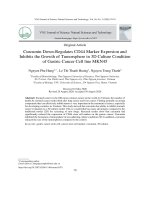 Curcumin điều hòa giảm sự biểu hiện marker tế bào gốc ung thư CD44 và ức chế sự sinh trưởng của các tumorsphere trong điều kiện nuôi cấy 3D ở dòng tế bào ung thư dạ dày MKN45