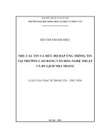 (Luận văn thạc sĩ) nhu cầu tin và mức độ đáp ứng thông tin tại trường cao đẳng văn hóa nghệ thuật và du lịch nha trang   