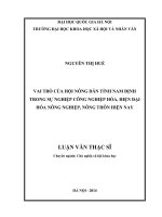 (Luận văn thạc sĩ) vai trò của hội nông dân tỉnh nam định trong sự nghiệp công nghiệp hóa, hiện đại hóa nông nghiệp, nông thôn hện nay 