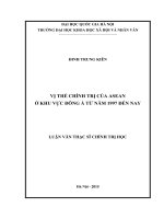 (Luận văn thạc sĩ) vị thế chính trị của asean ở khu vực đông á từ năm 1997 đến nay 