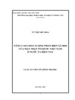 (Luận án tiến sĩ) nâng cao chất lượng phản biện xã hội của mặt trận tổ quốc việt nam ở nước ta hiện nay  