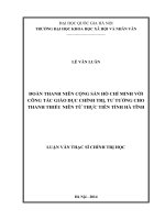 (Luận văn thạc sĩ) đoàn thanh niên cộng sản hồ chí minh với công tác giáo dục chính trị, tư tưởng cho thanh thiếu niên từ thực tiễn tỉnh hà tĩnh 