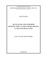 (Luận văn thạc sĩ) quảng bá du lịch ninh bình dưới góc nhìn của báo chí địa phương và báo chí trung ương   