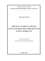 (Luận văn thạc sĩ) phát huy vai trò của nhân tố con người trong phát triển bền vững ở việt nam hiện nay 