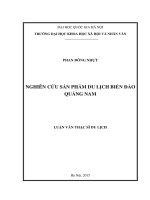 (Luận văn thạc sĩ) nghiên cứu sản phẩm du lịch biển đảo quảng nam 