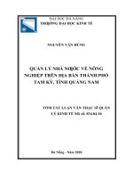 Quản lý nhà nước về nông nghiệp trên địa bàn thành phố tam kỳ, tỉnh quảng nam 
