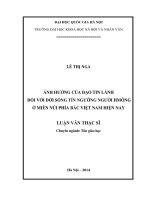 (Luận văn thạc sĩ) ảnh hưởng của đạo tin lành đối với đời sống tín ngưỡng người HMông ở miền núi phía bắc việt nam hiện nay 