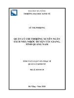 Quản lý chi thường xuyên ngân sách nhà nước huyện tây giang, tỉnh quảng nam 