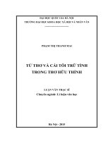 (Luận văn thạc sĩ) tứ thơ và cái tôi trữ tình trong thơ hữu thỉnh 