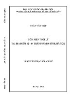 (Luận văn thạc sĩ) gốm men thời lý tại địa điểm 62 – 64 trần phú (ba đình,  hà nội)   