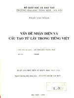 (Luận án tiến sĩ) vấn đề nhận diện và cấu tạo từ láy trong tiếng việt  luận án PTS  ngôn ngữ học 05 04 08 