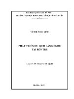 (Luận văn thạc sĩ) phát triển du lịch làng nghề tại bến tre 