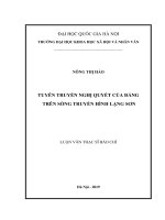 (Luận văn thạc sĩ) tuyên truyền nghị quyết của đảng trên sóng truyền hình lạng sơn 