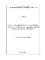 (Luận văn thạc sĩ) chất lượng cuộc sống của người dân tại xã tân triều huyện   thanh trì   hà nội trong quá trình đô thị hóa 