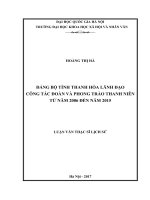 (Luận văn thạc sĩ) đảng bộ tỉnh thanh hóa lãnh đạo công tác đoàn và phong trào thanh niên từ năm 2006 đến năm 2015   