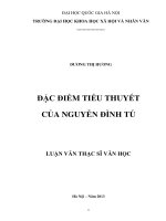 (Luận văn thạc sĩ) đặc điểm tiểu thuyết của nguyễn đình tú   