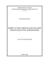 (Luận văn thạc sĩ) nghiên cứu phát triển du lịch cộng đồng ở huyện khánh vĩnh, tỉnh khánh hòa 