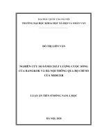 (Luận án tiến sĩ) nghiên cứu so sánh chất lượng cuộc sống của bangkok và hà nội thông qua bộ chỉ số của mercer 