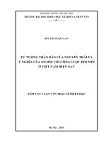 (Luận văn thạc sĩ) tư tưởng thân dân của nguyễn trãi và ý nghĩa của nó đối với công cuộc đổi mới ở việt nam hiện nay  