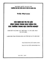 (Luận văn thạc sĩ) xác định giá trị tài liệu hình thành trong hoạt động của các trường trung học chuyên nghiệp 